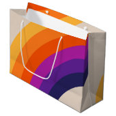 Farbenfrohe Regenbogenkunst im Retrostil Große Geschenktüte (Vorderseite Schrägansicht)
