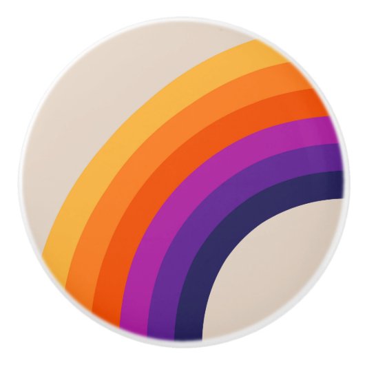Farbenfrohe Regenbogenkunst im Retrostil Keramikknauf (Vorderseite)