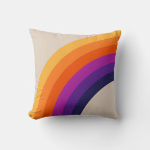 Farbenfrohe Regenbogenkunst im Retrostil Kissen