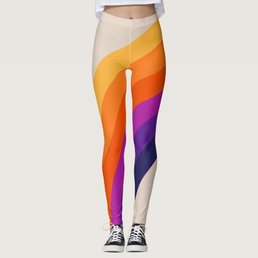 Farbenfrohe Regenbogenkunst im Retrostil Leggings (Vorderseite)