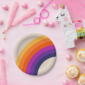 Farbenfrohe Regenbogenkunst im Retrostil Pappteller (Party)