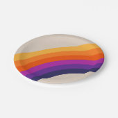 Farbenfrohe Regenbogenkunst im Retrostil Pappteller (Schrägansicht)