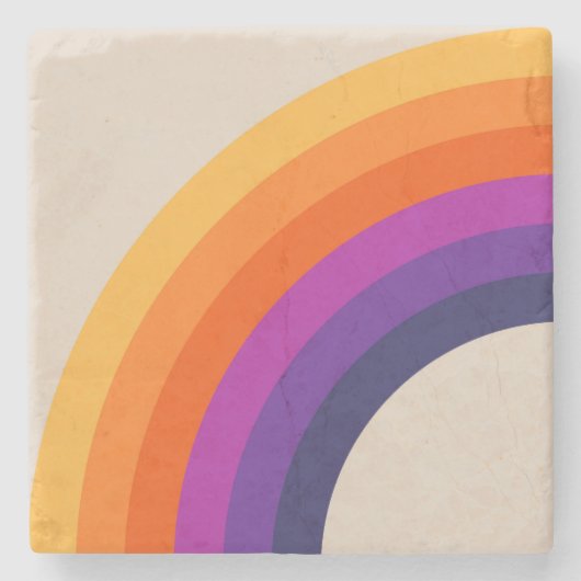 Farbenfrohe Regenbogenkunst im Retrostil Steinuntersetzer (Vorderseite)