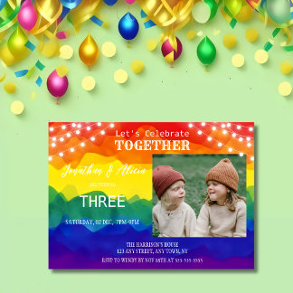 Farbenfrohe Regenbogenlampen Foto Geburtstag Einladung