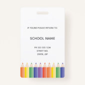 Farbenfrohe Regenbogenlehrer Foto-ID-Abzeichen Ausweis (Rückseite)