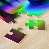 Farbenfrohe Regenbogenleuchten in beleuchtetem Wal Puzzle (Seite)