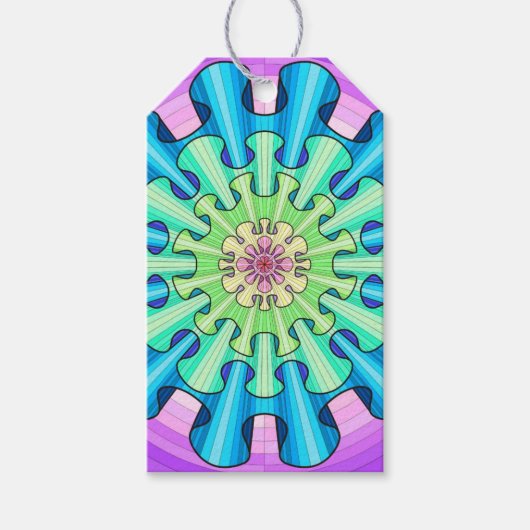 Farbenfrohe Regenbogenmandala Geschenkanhänger (Vorderseite)