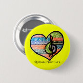 Farbenfrohe Regenbogenmusik Herz Doodle Personalis Button (Vorne & Hinten)