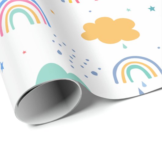 Farbenfrohe Regenbogenmuster Geschenkpapier (Rolleneckpunkt)
