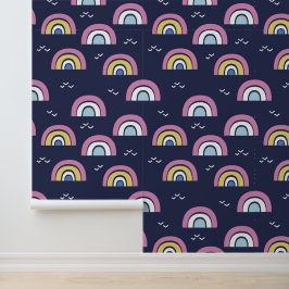 Farbenfrohe Regenbogenmuster Navy Blue Tapete