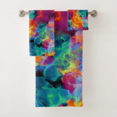 Farbenfrohe Regenbogennebel Abstrakte Wasserfarbe Badhandtuch Set (Insitu)