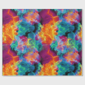 Farbenfrohe Regenbogennebel Abstrakte Wasserfarbe Geschenkpapier (Flach)