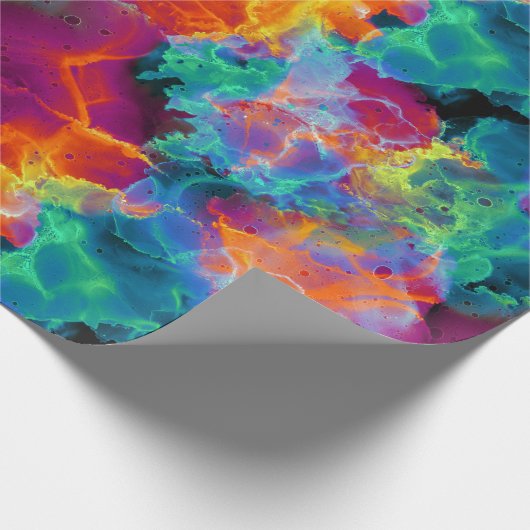 Farbenfrohe Regenbogennebel Abstrakte Wasserfarbe Geschenkpapier (Ecke)