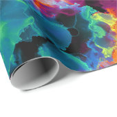 Farbenfrohe Regenbogennebel Abstrakte Wasserfarbe Geschenkpapier (Rolleneckpunkt)