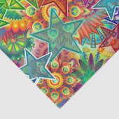 Farbenfrohe Regenbogenpresse aus Sternengewebe Seidenpapier (Detail)