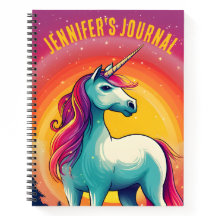 Farbenfrohe Regenbogenpresse Unicorn Journal Name 