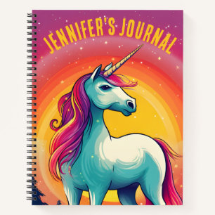 Farbenfrohe Regenbogenpresse Unicorn Journal Name  Notizblock