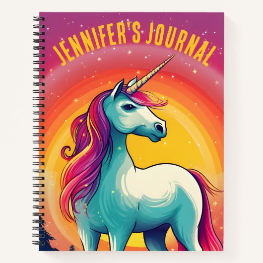 Farbenfrohe Regenbogenpresse Unicorn Journal Name Notizblock (Vorderseite)