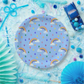 Farbenfrohe Regenbogenreindropfen Pappteller (Party)