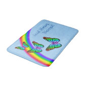 Farbenfrohe Regenbogenschmetterlinge Badematte (Schrägansicht)
