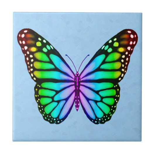 Farbenfrohe Regenbogenschmetterlinge Fliese (Vorderseite)