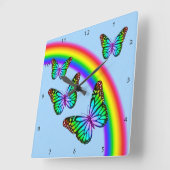 Farbenfrohe Regenbogenschmetterlinge Quadratische Wanduhr (Winkel)