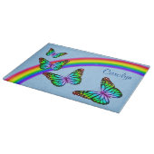 Farbenfrohe Regenbogenschmetterlinge Schneidebrett (Ecke)
