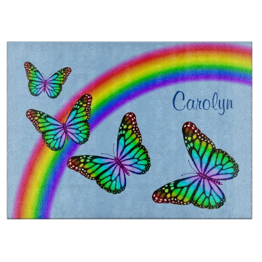 Farbenfrohe Regenbogenschmetterlinge Schneidebrett (Vorderseite)