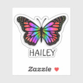 Farbenfrohe Regenbogenschmetterlinge und Name Pers Aufkleber (Blatt)