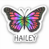 Farbenfrohe Regenbogenschmetterlinge und Name Pers Aufkleber (Vorderseite)