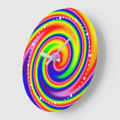 Farbenfrohe Regenbogenspirale wirbellose numerisch Große Wanduhr (Winkel)