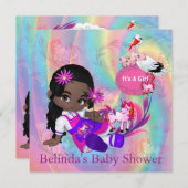 Farbenfrohe Regenbogenspiralen Kinderdusche Einlad Mitteilungskarte (Vorne/Hinten)