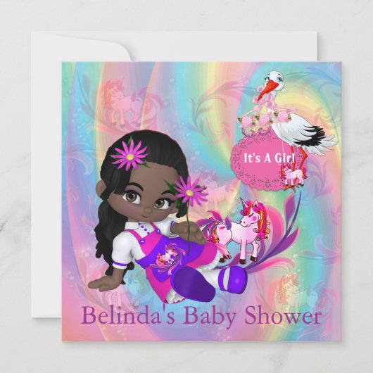 Farbenfrohe Regenbogenspiralen Kinderdusche Einlad Mitteilungskarte (Vorderseite)