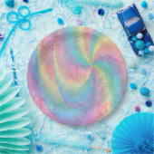Farbenfrohe Regenbogenspiralen Süsse Pie's Baby Sh Pappteller (Party)