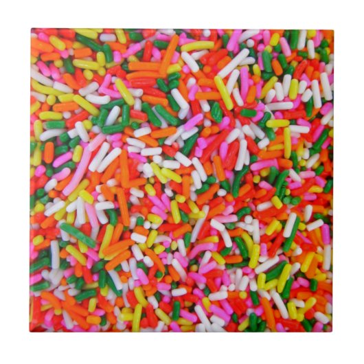 Farbenfrohe Regenbogensprinklen Fliese (Vorderseite)