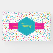 Farbenfrohe Regenbogensprinklen Geburtstagsparty Banner (Horizontal)