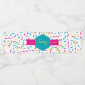 Farbenfrohe Regenbogensprinklen Geburtstagsparty Wasserflaschenetikett (Einzelnes Label)