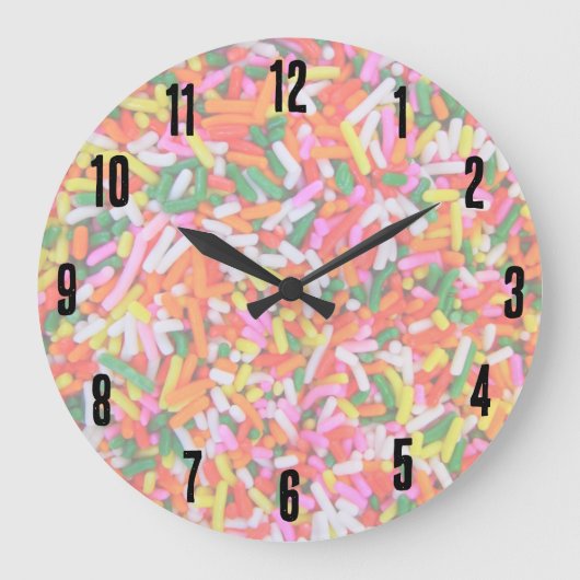 Farbenfrohe Regenbogensprinklen Große Wanduhr (Vorderseite)