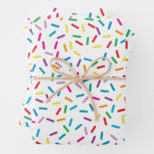 Farbenfrohe Regenbogensprinklen Muster Geschenkpapier Set (Beispiel)
