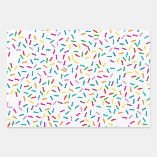 Farbenfrohe Regenbogensprinklen Muster Geschenkpapier Set (Vorderseite)