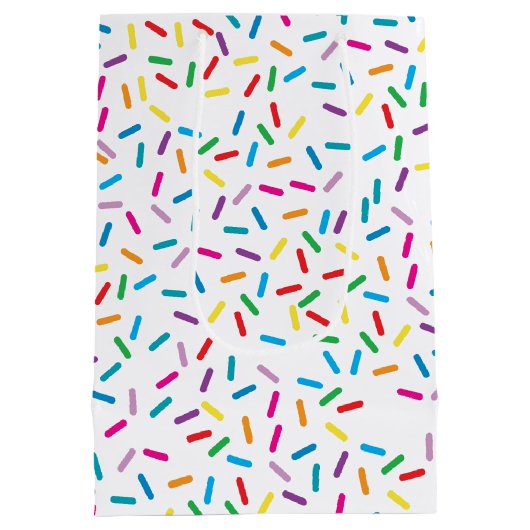 Farbenfrohe Regenbogensprinklen Muster Mittlere Geschenktüte (Rückseite)