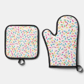 Farbenfrohe Regenbogensprinklen Muster Ofenhandschuh & Topflappen-Set (Vorderseite)