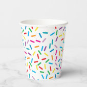 Farbenfrohe Regenbogensprinklen Muster Pappbecher (Rückseite)