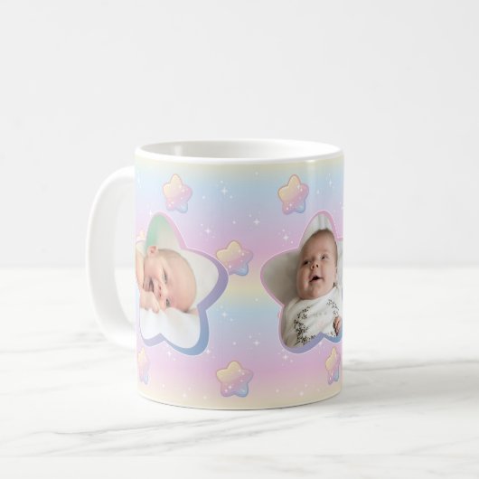 Farbenfrohe Regenbogenstars im Sky Custom Foto Kaffeetasse (Vorderseite Links)