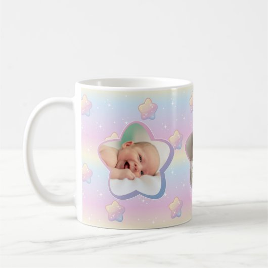 Farbenfrohe Regenbogenstars im Sky Custom Foto Kaffeetasse (Links)