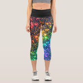 Farbenfrohe Regenbogensteine Capri Leggings (Vorderseite)
