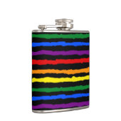 Farbenfrohe Regenbogenstreifen auf Custom Black Flachmann (Rechts)