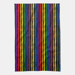 Farbenfrohe Regenbogenstreifen auf Custom Black Geschirrtuch