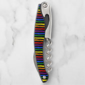 Farbenfrohe Regenbogenstreifen auf Custom Black Kellnermesser (Rückseite)