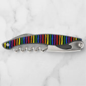 Farbenfrohe Regenbogenstreifen auf Custom Black Kellnermesser (Rückseite)